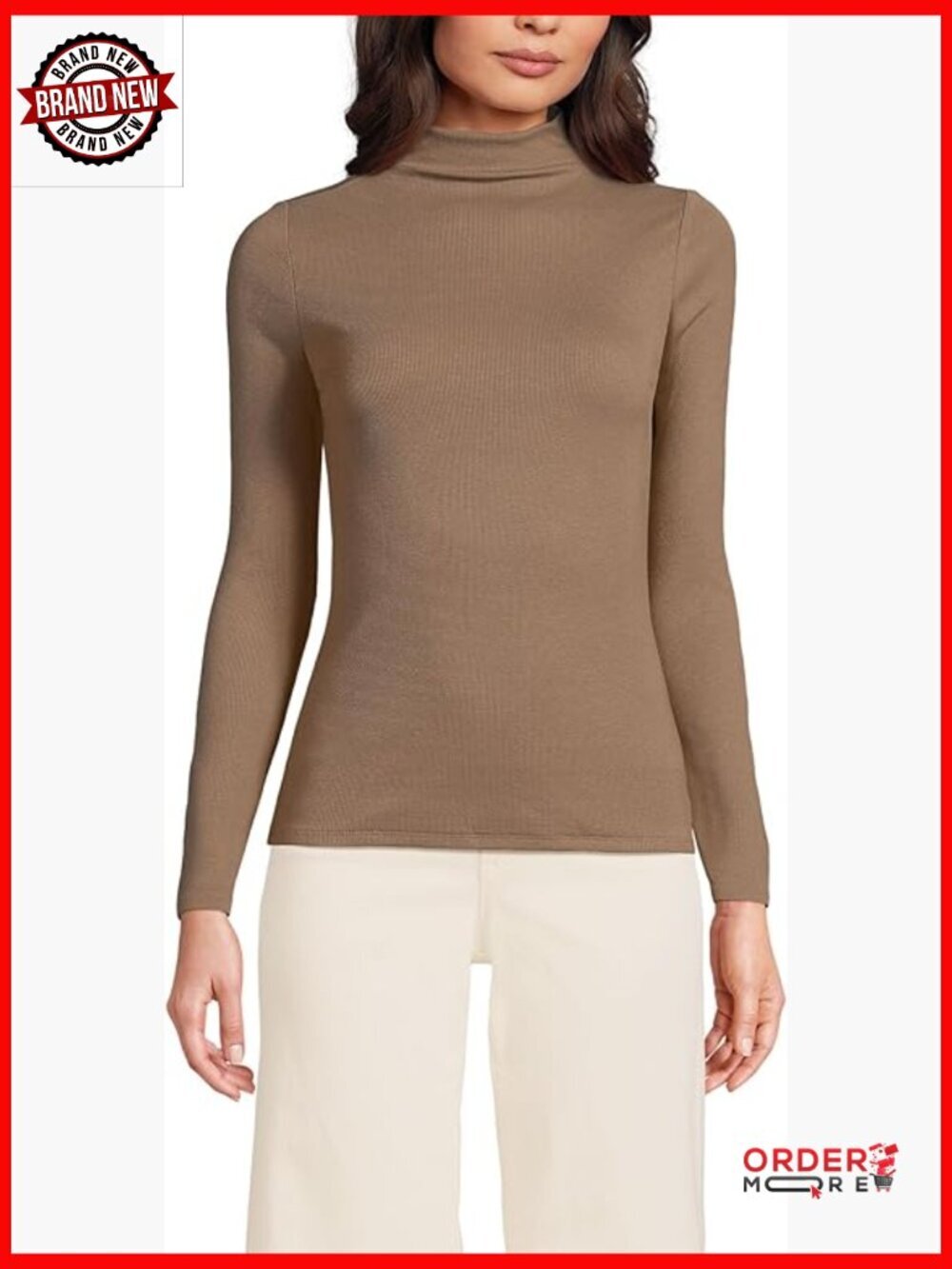 Drapey Rib Skimming Long Sleeve Mock Neck Shirt - Fitted